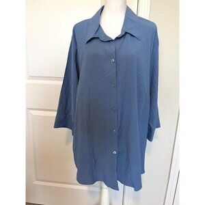 Vtg White Stag Womens Button-Up Textured Shirt 22/24 Lightweight Blouse Casual